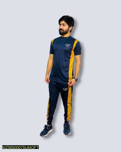 2 PCs men polyester track siut 