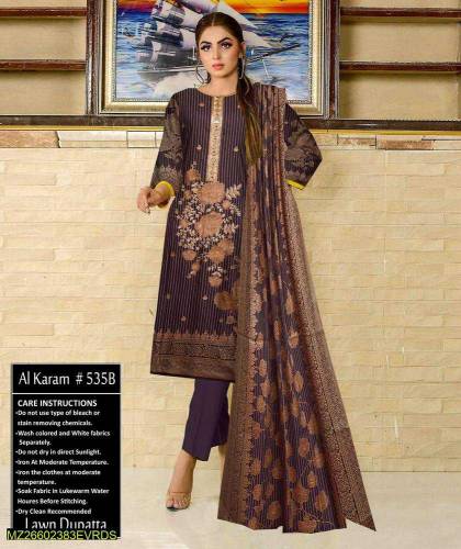 3pcs women unstitched lawn Embroidered suit 