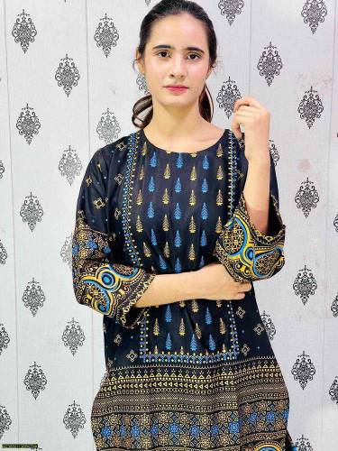 woman's linen printed suit 