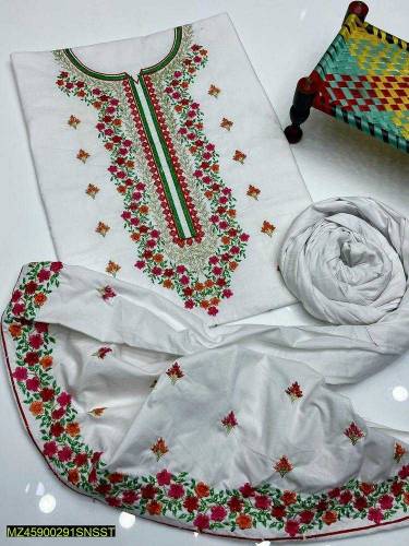 2 pic's Women's Unstitched Lawn Embroidered Suit