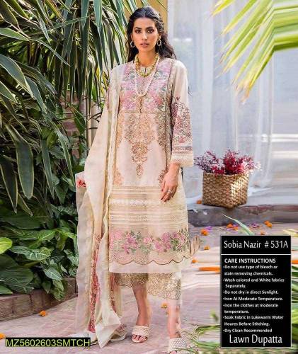 Women's Unstitched Lawn Embroidered Suit
