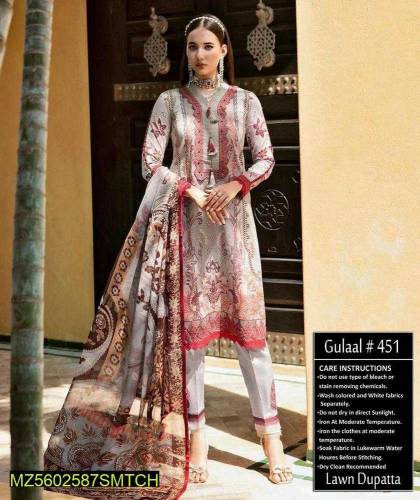 Women's Unstitched Lawn Embroidered Suit