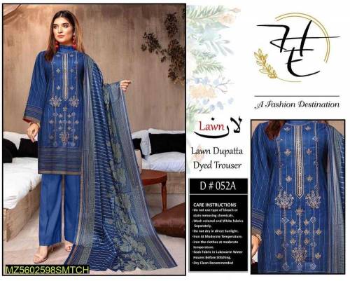 Women's Unstitched Lawn Embroidered Suit