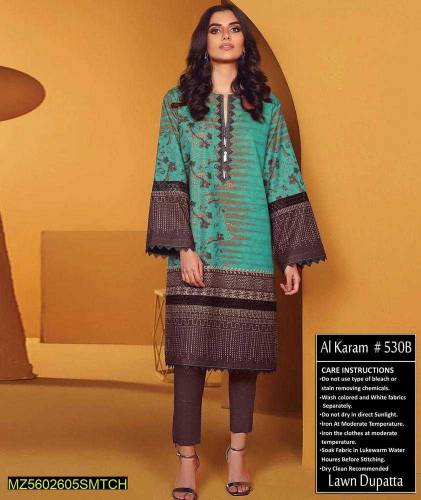 Women's Unstitched Lawn Embroidered Suit