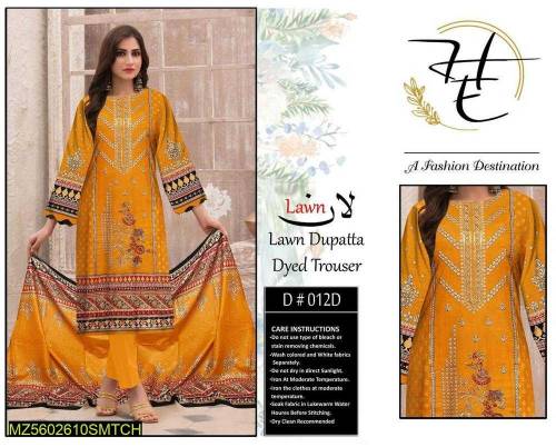 Women's Unstitched Lawn Embroidered Suit