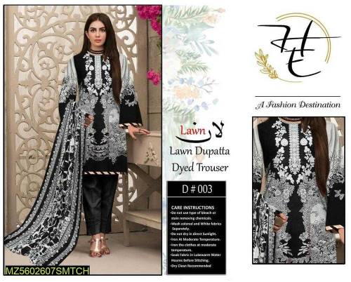 Women's Unstitched Lawn Embroidered Suit