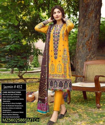 Women's Unstitched Lawn Embroidered Suit