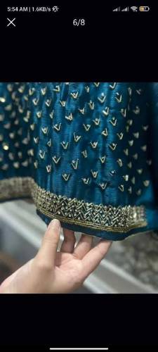 zince embroidery silk saree with handmade pouch bag 