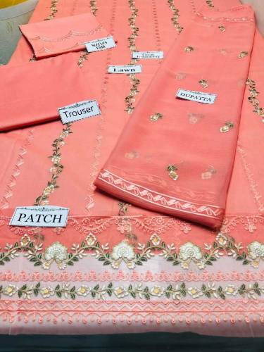 woman unstitched embroidery suits