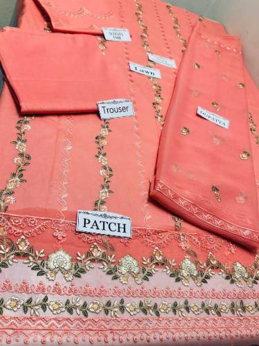 woman unstitched embroidery suits