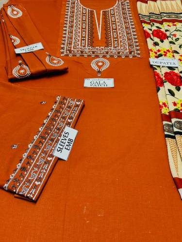woman unstitched embroidery suits fancy
