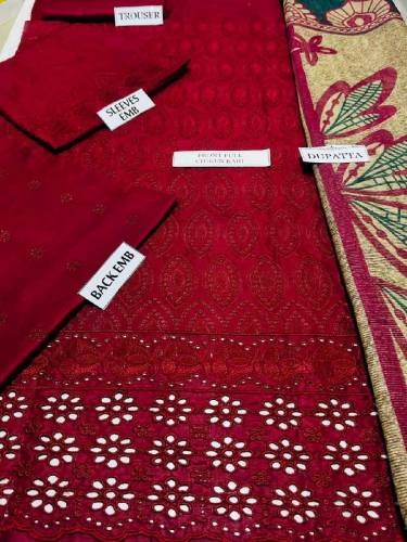 woman unstitched embroidery suits fancy