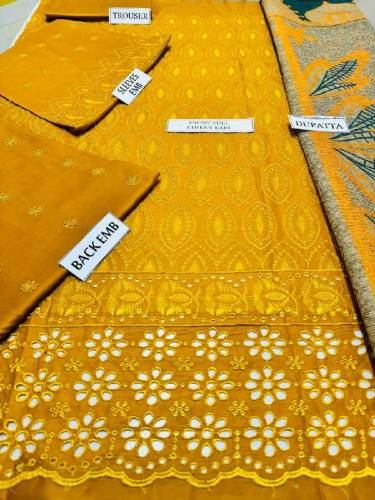 woman unstitched embroidery suits fancy