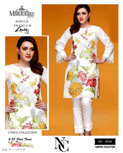 2 pcs womens unstitched Lawn Embroidered suit 