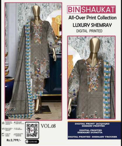 3 PCs woman unstitched branded suit delivery free in all Pakistan City