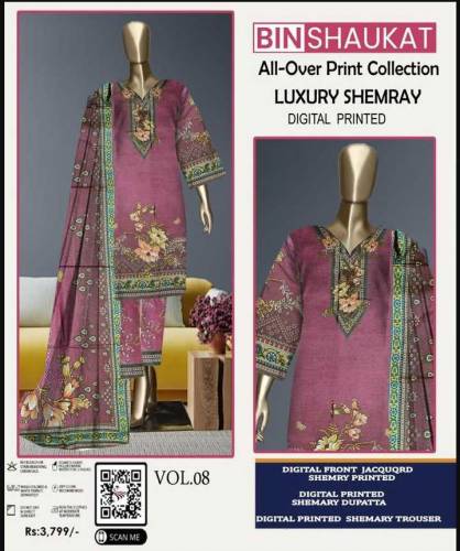 3 PCs woman unstitched branded suit delivery free in all Pakistan City