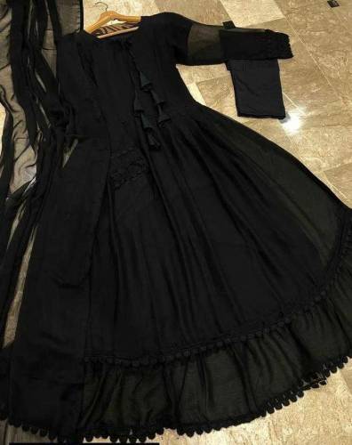 (3 pcs)  Womens Stitched Chiffon Palin Maxi