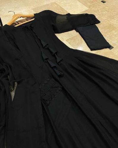 (3 pcs)  Womens Stitched Chiffon Palin Maxi