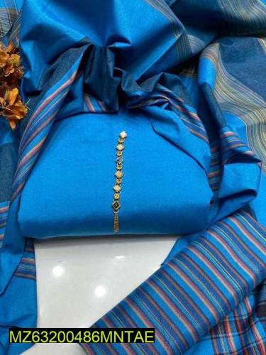 3pcs Women's Unstitched khadi plan suit 