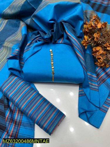 3pcs Women's Unstitched khadi plan suit 