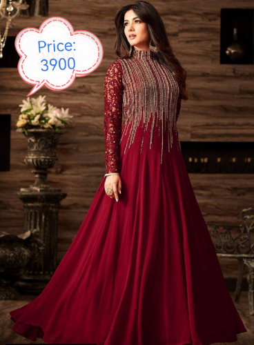 Womens Unstiched Chiffon Sequins Embroider