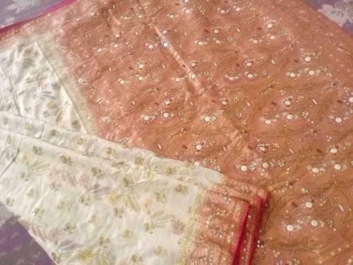 Bridal indian saarie l-brown 