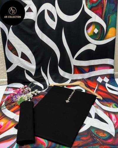 Most Demanding Article plain cotton 2 piece with poetry Swiss lawn 