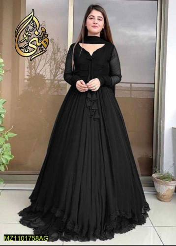 3 pcs woman's stiiched chiffon plain suit 