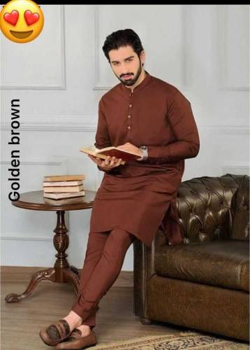 2 Pcs Men's Stitched Wash And Wear Plain Suit