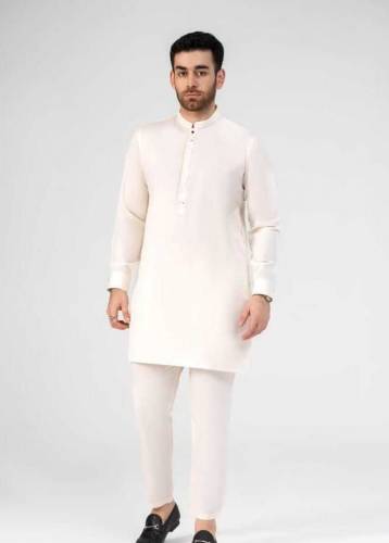 2 Pcs Men's Stitched Wash And Wear Plain Suit