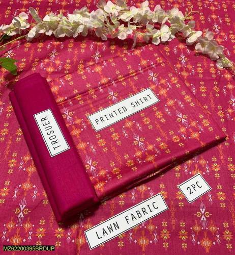 2 PCs women, s unstitched lawn Printed Suit 