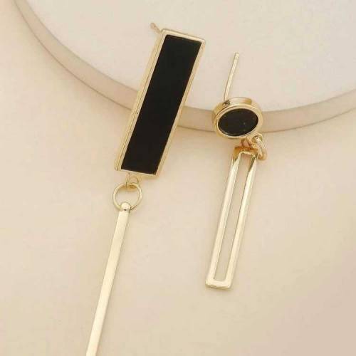 Rectangle & Round Drop Earring 
