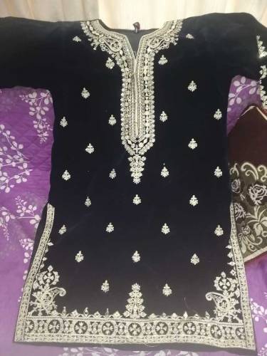 velvet shirt embroidered with mirror work large size 