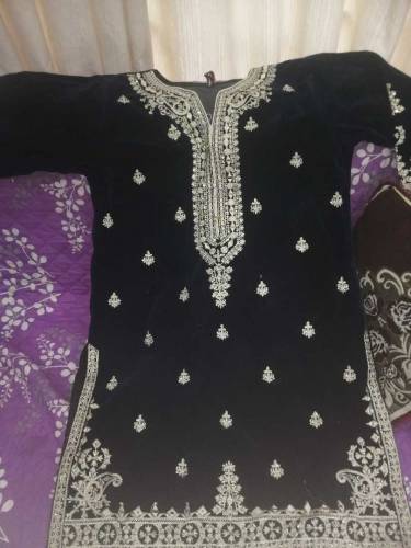 velvet shirt embroidered with mirror work large size 