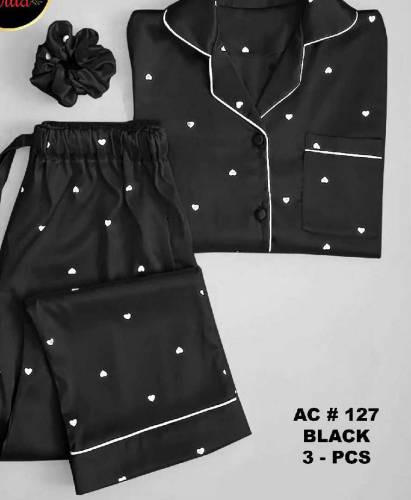 Silk Night Suit For Women With Ponytail