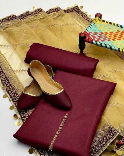 *3Pcs Festive Unstitched Suit*