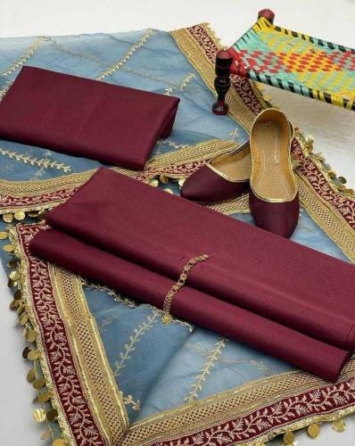 *3Pcs Festive Unstitched Suit*