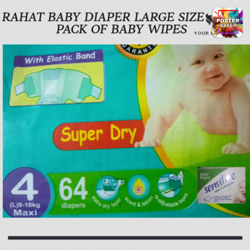 BABY DIAPER RAHAT LARGE SIZE WITH 1 PACK OF BABY WIPES