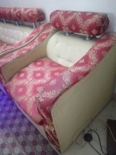 5 seater Sofa Set Red Golden Colur Only 8 month use 
