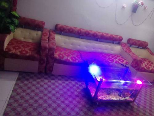 5 seater Sofa Set Red Golden Colur Only 8 month use 