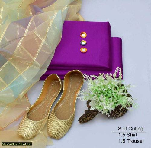 3 Pcs Women's Unstitched Katan free khusaa