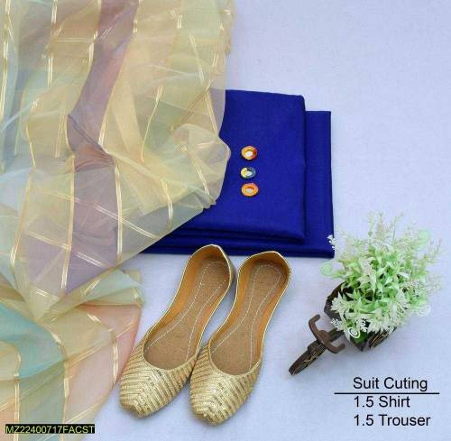 3 Pcs Women's Unstitched Katan free khusaa