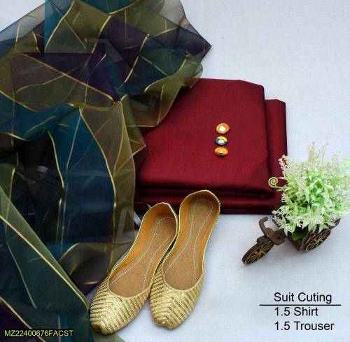 3 Pcs Women's Unstitched Katan free khusaa