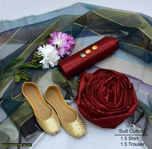 3 Pcs Women's Unstitched Katan free khusaa