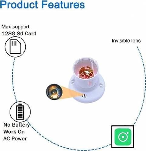 WiFi Bulb Holder Camera for Home Office