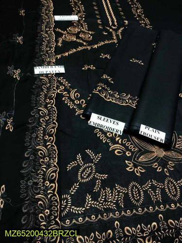 3pcs women's unstitched embroiderd lawn suit