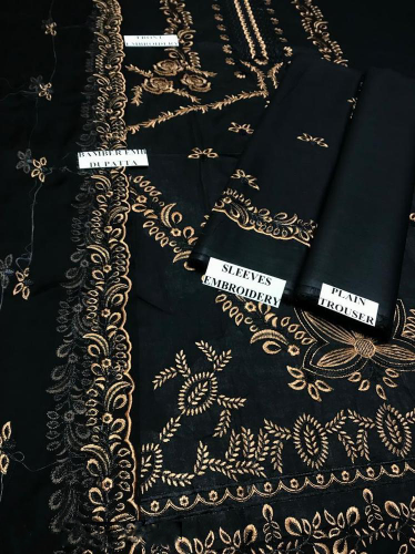 3pcs women's unstitched embroiderd lawn suit