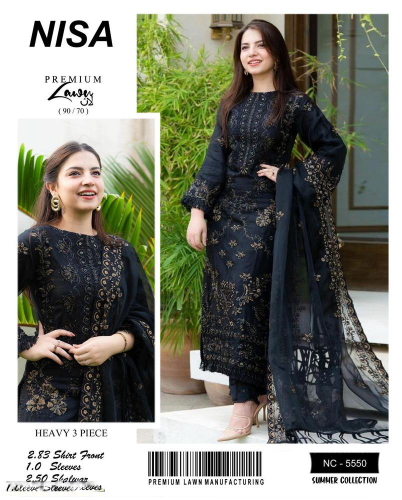 3pcs women's unstitched embroiderd lawn suit