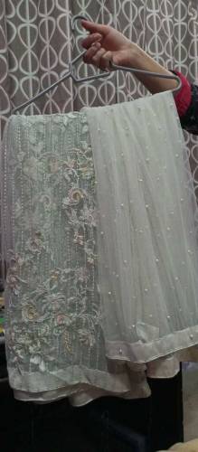 Heavily embroidered Net Saree