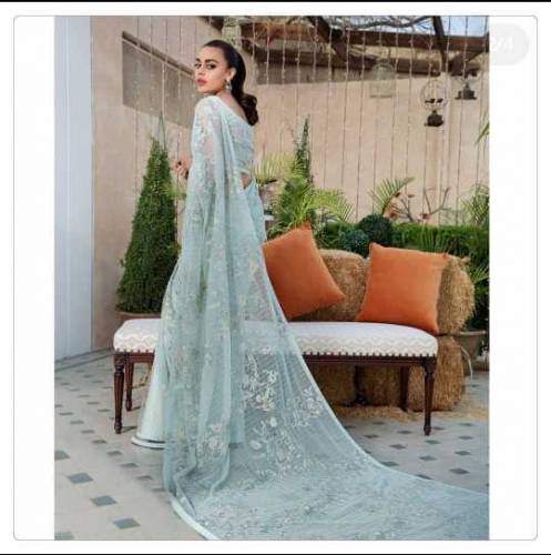 Heavily embroidered Net Saree
